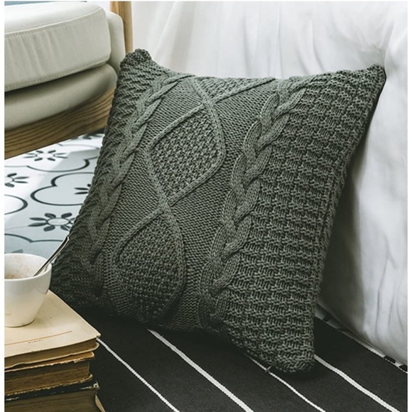 White Trendy Cable Knit Textured Decorative Throw Pillow Case for Couch/Sofa/Bed - Picture 6 of 8